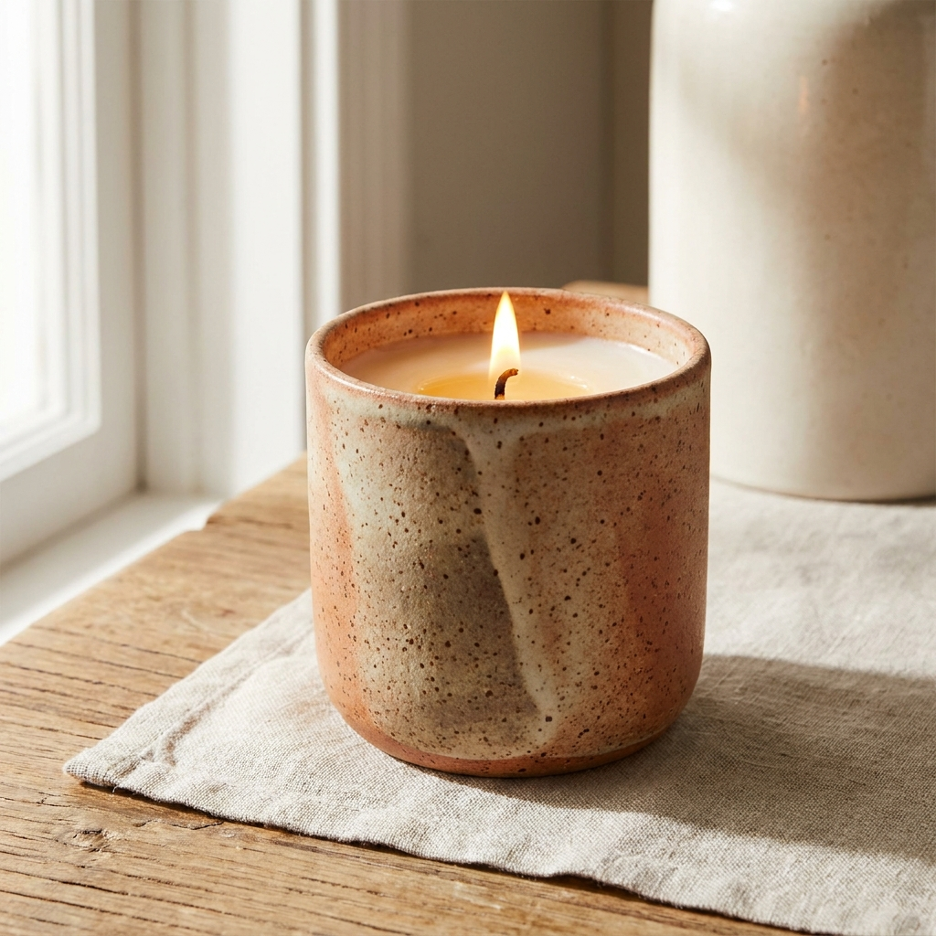 Speckled Stoneware Candle Vessel