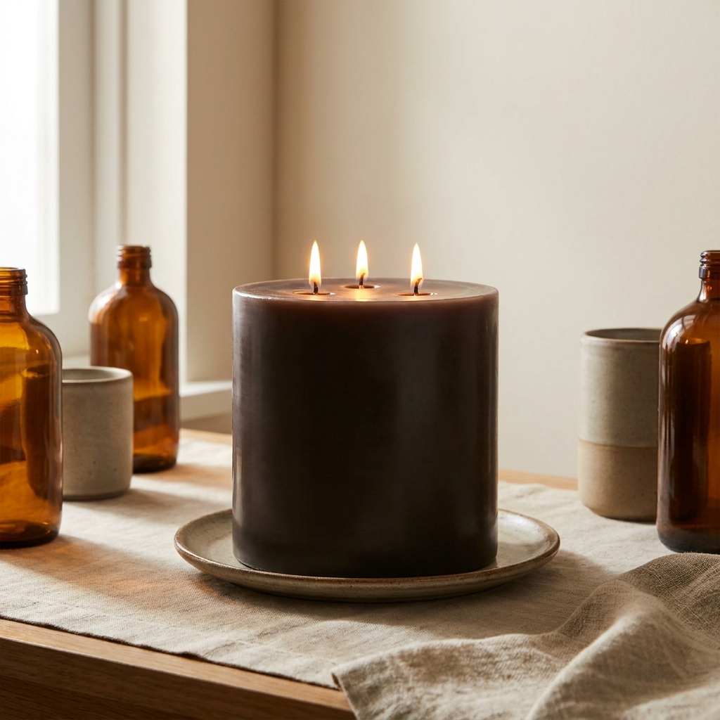 Smoked Oud Pillar Candle