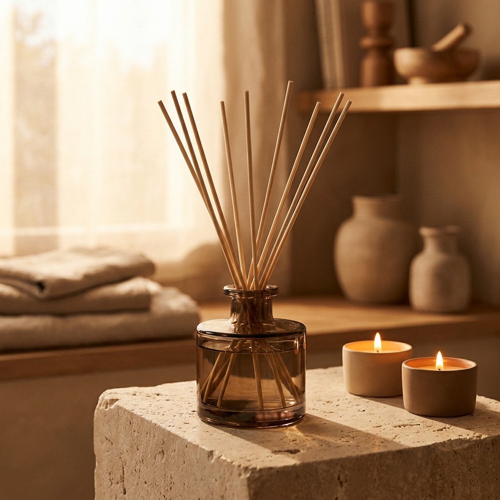 Cedar and Vetiver reed diffuser in a smoked glass vessel